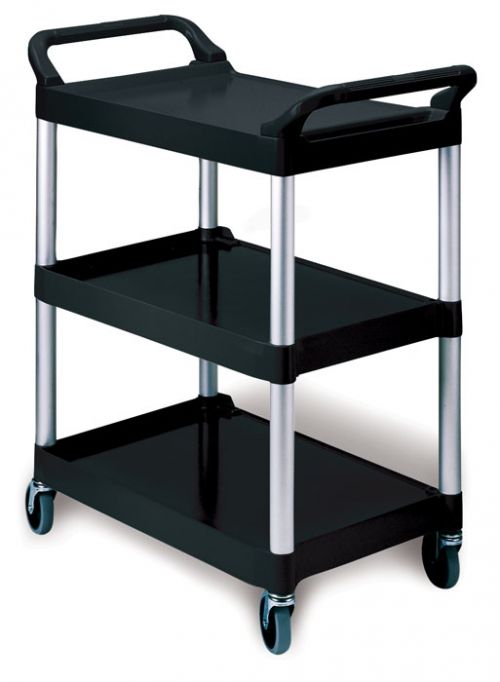 Service Cart With 4 Swivel Casters Black, Capacity 200 lb, 15-1/8''x19-1/8''x29''