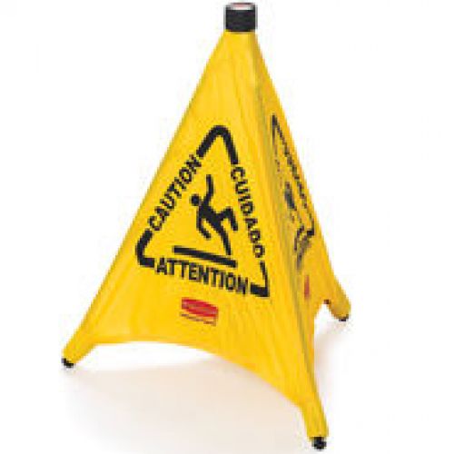 20 Pop-Up Yellow Safety Cone With Multi-Lingual Caution Wet Floor