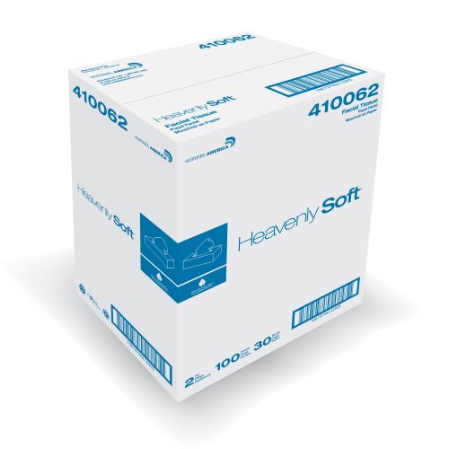 2-Ply Facial Tissue 8''x8'', Flat Box, White (100 Per Box, 30 Boxes)