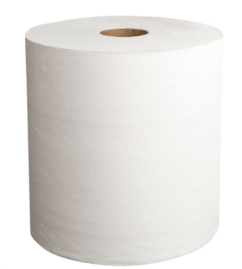 Premium 1-Ply TAD Hardwound Towel Roll 7.6''x600', White (6 Rolls)