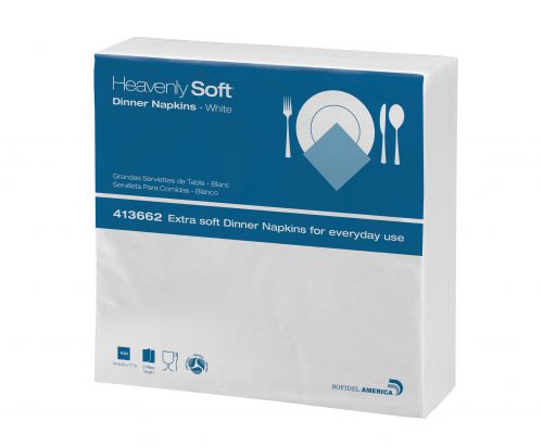 1/4 Fold 2-Ply Extra Soft Dinner Napkins 17''x14.63'', Pack, White (100 Per Pack, 1 Pack)