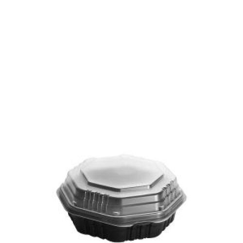 Octaview Hinged Container Deep Black / Clear 7.9'' x 7.5'' x 3.1''