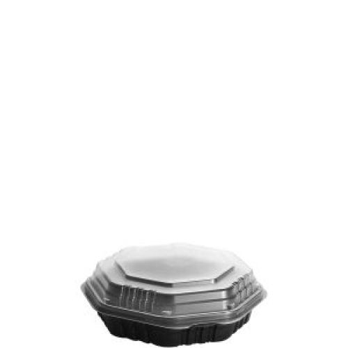 OctaView Hinged Carryout Container Black / Clear 7.5''