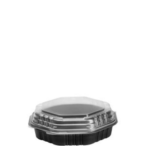 Octaview Hinged Container Deep Black / Clear 9.6'' x 9.1'' x 3''