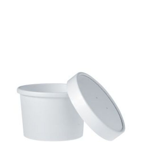 Container Paper 8 oz With Lid White
