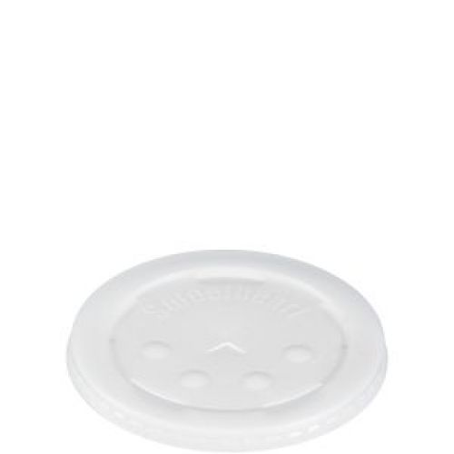 Polystyrene Flat Lids Straw Slot & Identification Buttons