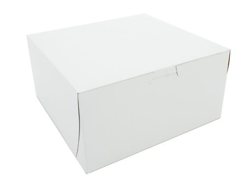 Southern 8x8x4 White Bakery Box Lock Corner 1 piece Tuck Top Pack 250