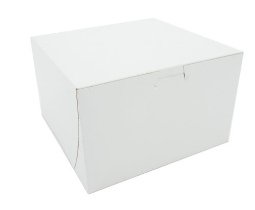 Southern 8x8x5 White Bakery Box Lock Corner 1 piece Tuck Top Pack 100