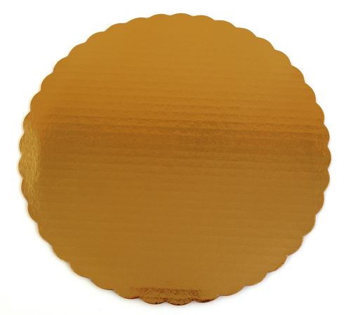 Southern 12 Cake Circle Corrugated Gold Scalloped Pack 100