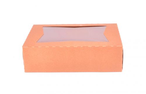 Southern 14x10x4 Automatic 1 peice Full Top 4 Corner Window Cake Box Kraft Pack 100