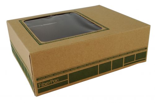 Southern 9-1/4x7-3/8x3-1/8 Window Lunch Box Fiber Pac Kraft Compostable Pack 200/CS