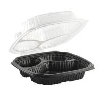 Anchor Packaging 3cpt Black Base Clear Lid Hinged Clamshell Container Pack 100