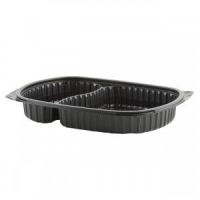 Anchor Packaging Black 2-Compartment Platter MicroRaves Pack 250