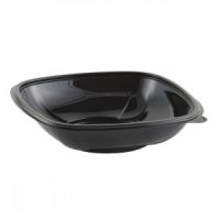 Anchor Packaging Black 8in 32oz Square Bowl Crystal Classics PET Pack 150