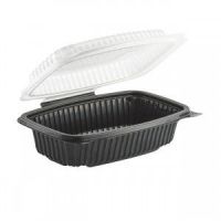 Anchor Packaging 6x9x3 Black Base Clear Hinged Lid 1-Compartment Culinary Classics Pack 100