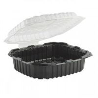 Anchor Packaging 1-Compartment Black Base Clear Lid 9.5inx10.5in Hinged Clamshell Pack 100