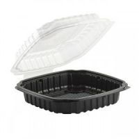 Anchor Packaging 1-Compartment Black Base Clear Lid 9.5x10.5x2.5 Hinged Clamshell Pack 100