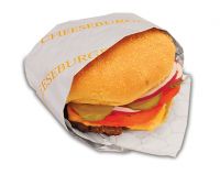 Bagcraft Cheeseburger Foil Sandwich Wrap 10 1/2 x 14 Yellow Print Pack 2000 / cs 4 packs
