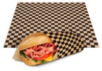 Bagcraft EcoCraft Grease Resistant Wrap Black Checkered Natural 12 x 12 Pack 2000 / cs