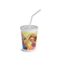 Chinet 12oz Kids cup Disp lid wrp straw Yellow blades & headphones TF Pack 250