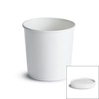 Chinet 16oz Food container tall white With vented paper lid Pack 250