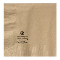 Earth Wise 1/4 Fold 2-Ply Coin Embossed Kraft Beverage Napkins 10''x10'', Pack, Natural (250 Per Pack, 12 Packs)