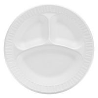 Foam Non-Laminated Plate 3 Compartment White 10 1/4''