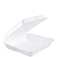 Foam Hinged Containers With Rem Lid Large (Perf) 9 1/2'' x 9 1/4'' x 3''