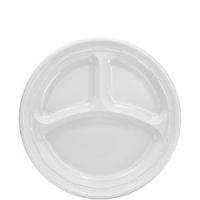Impact Plastic Dinnerware Plate White 3 Compartment 9''