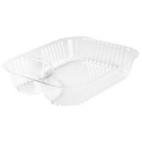 Nacho Tray (2 compartment 19.1'' & 3.3'') Large Clear 8'' x 6 1/4'' x 1 9/16''