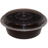 SWH 7" Round Microwaveable Container Black Base Combo Pack 32oz Pack 150