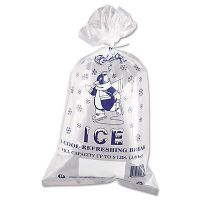 10 lb. Low Density ''Cool Penguin'' Tie Closure Ice Bag 12''x21'' 1.5mil, Clear (1000 Per Case)