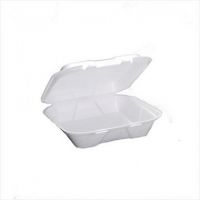 Large Hinged 1-Compartment Snap-It Double Closure Vented Foam Container 9.25''x9.25''x3'', White, 100/Pack