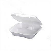 Large Hinged 3-Compartment Snap-It Double Closure Vented Foam Container 9.25''x9.25''x3'', White, 100/Pack