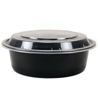 Tripak 7" Round Microwaveable Container Black Base Combo Pack 32oz Pack 150