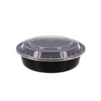 Tripak 7" Round Microwaveable Container Black Base Combo Pack 24oz Pack 150