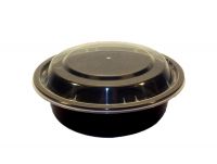Tripak 6" Round Microwaveable Container Black Base Combo Pack Pack 150
