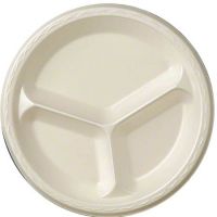 Laminated 3-Compartment Foam Plate 10.25'', Beige, 125/Pack