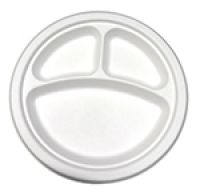 PrimeWare 10 Heavy Weight Plate Natural White Bagasse 3 Comp Pack 4/125