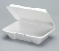 Large Deep Hinged 1-Compartment All Purpose Vented Foam Container 9.19''x6.5''x2.88'', White, 100/Pack