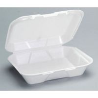 Small Hinged 1-Compartment Snap-It Foam Container 8.44''x7.63''x2.38'', White, 100/Pack