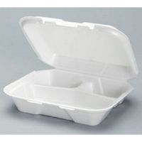 Small Hinged 3-Compartment Snap-It Vened Foam Container 8.44''x7.63''x2.38'' (East Coast Only), White, 100/Pack