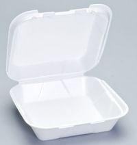 Medium Hinged 1-Compartment Snap-It Vented Foam Container 8.25''x8''.3'', White, 100/Pack