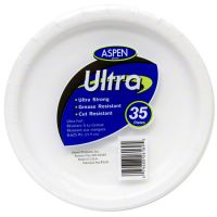 Aspen Paper Plate White Coated 8.75 Ultra Heavy Duty Smooth Wall Pack 12 / 35 cs