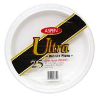 Aspen Paper Plate White Coated 10-1/16 Ultra Heavy Duty Smooth Wall Pack 12 / 25 cs