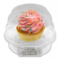 Inno-Pak 1ct PET Plastic Cupcake Container Standard Cupcake With Swirl Dome Pack 270