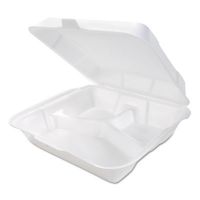 Medium Hinged 3-Compartment Snap-It Foam Container 8.25''x8''x3'', White, 100/Pack