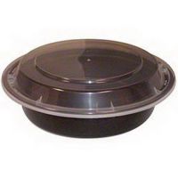 Tripak 7" Round Microwaveable Container Shallow Black Base Combo Pack Pack 150