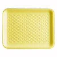 #4S Foam Food Tray 9.25''x7.25''x0.63'' (West Coast Only), Yellow, 125/Pack