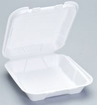Small Hinged 3-Compartment Foam Dinner Container 7.88''x8.63''x2.5'', White, 100.Pack